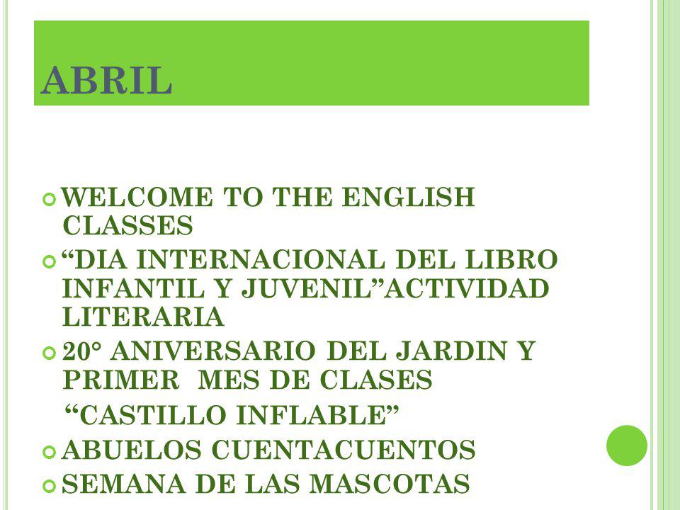 ABRIL CASTILLO INFLABLE WELCOME TO THE ENGLISH CLASSES
