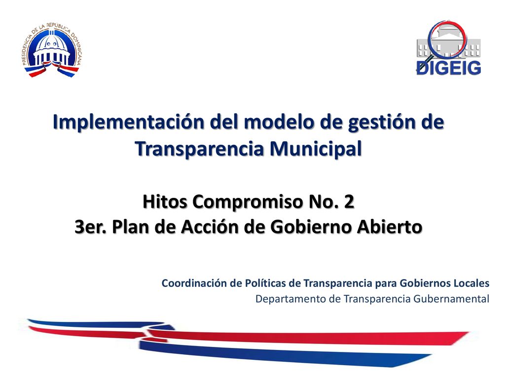 Implementación del modelo de gestión de Transparencia Municipal Hitos Compromiso No. 2 3er. Plan de Acción de Gobierno Abierto