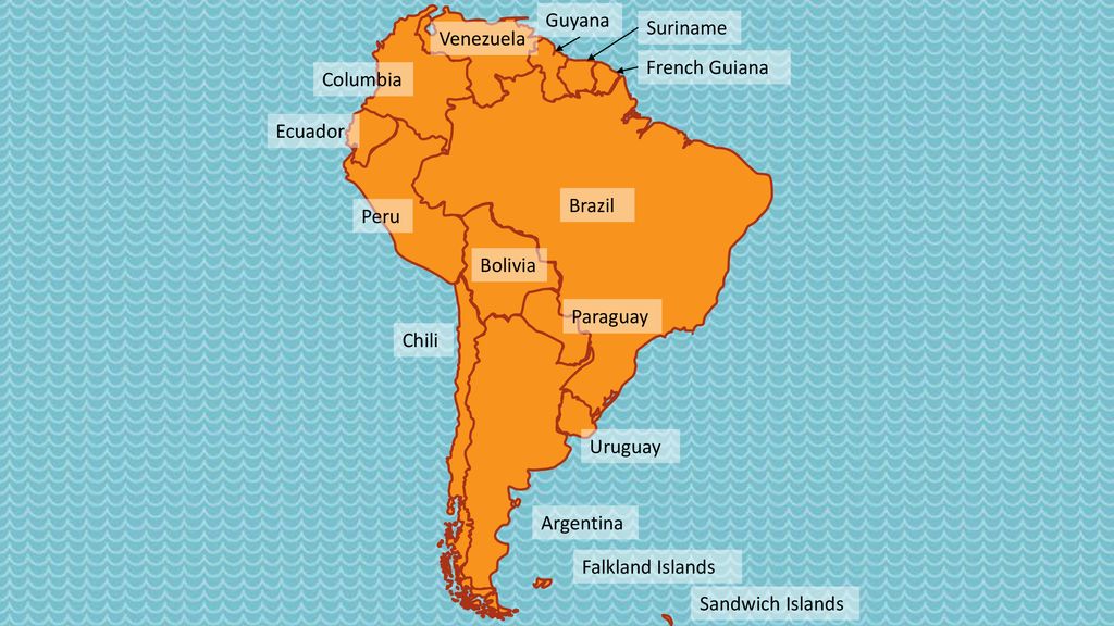 Guyana Suriname. Venezuela. French Guiana. Columbia. Ecuador. Brazil. Peru. Bolivia. Paraguay.