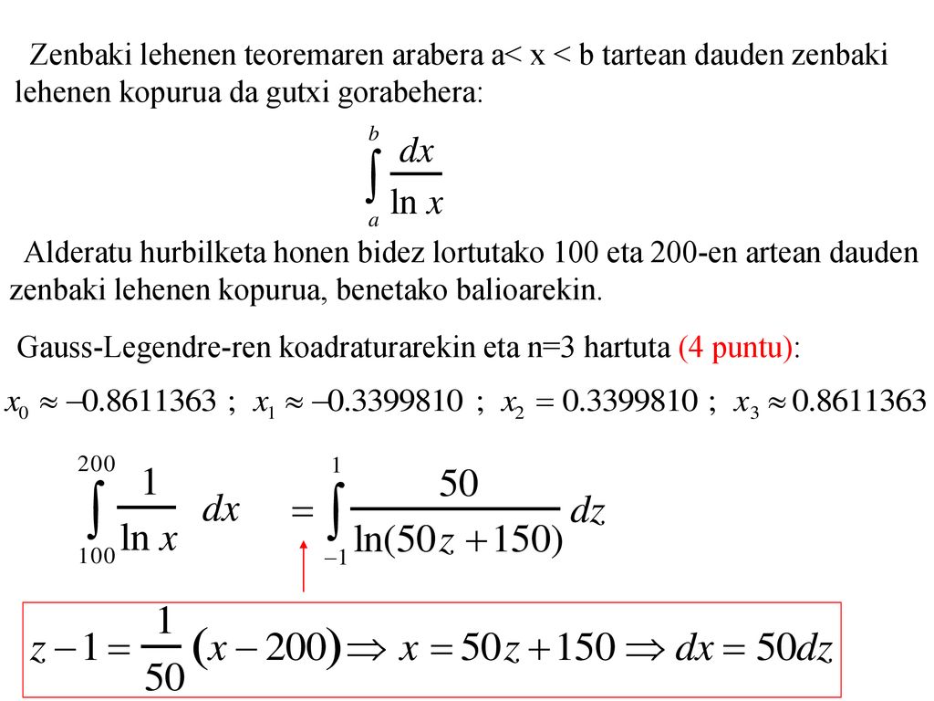 Zenbaki lehenen teoremaren arabera a< x < b tartean dauden zenbaki