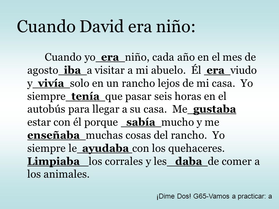 Cuando David era niño: