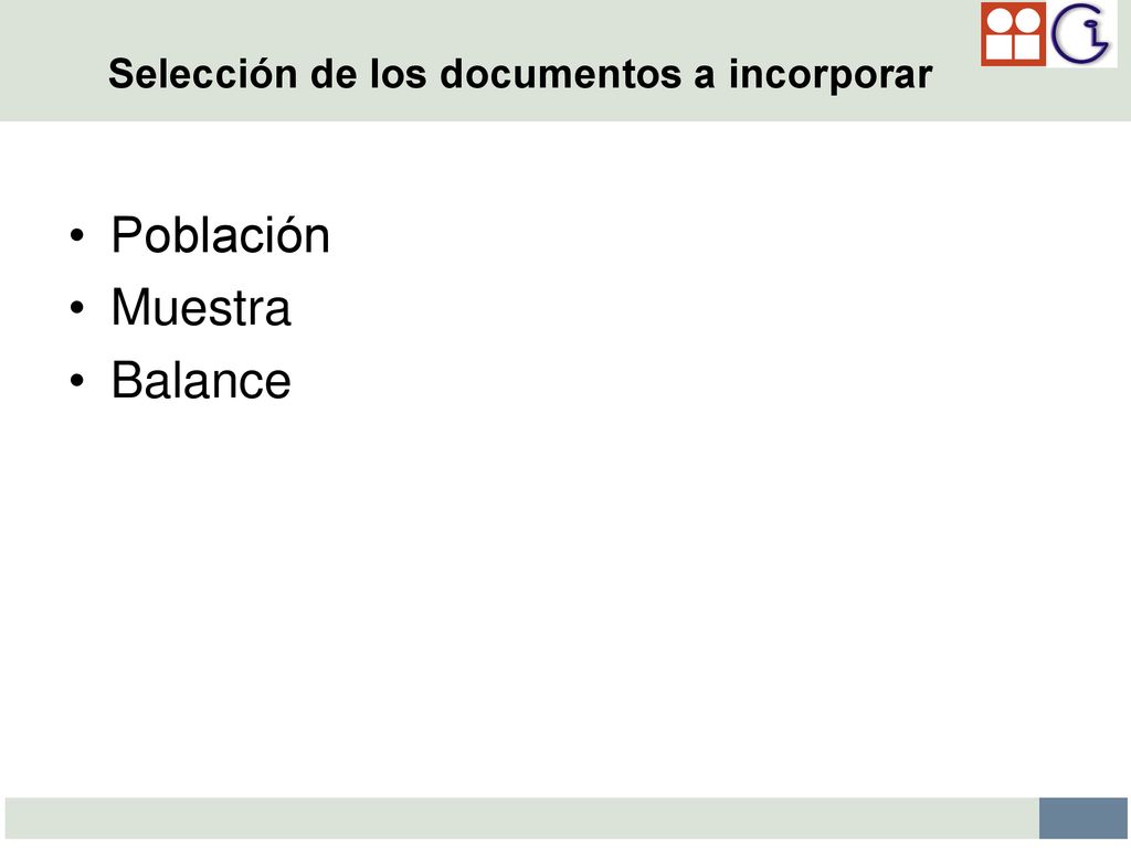 Selección de los documentos a incorporar