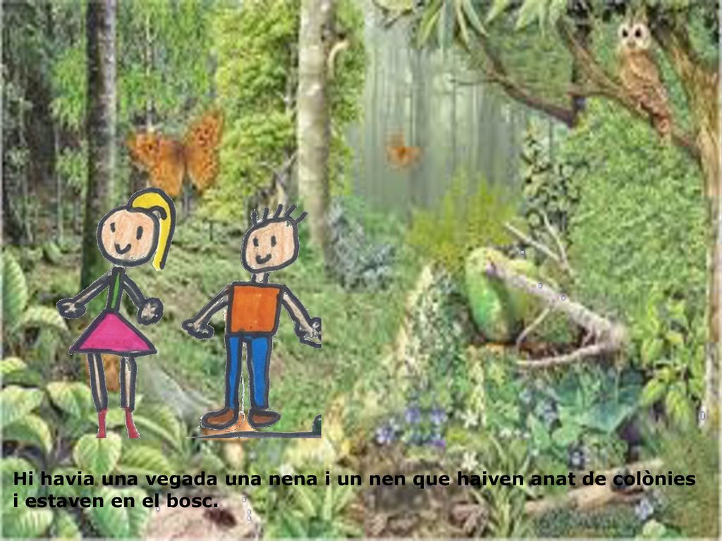 Hi havia una vegada una nena i un nen que haiven anat de colònies i estaven en el bosc.