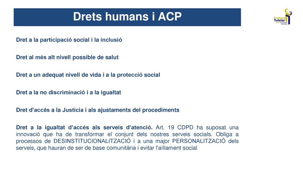 Drets humans i ACP Dret a la participació social i la inclusió