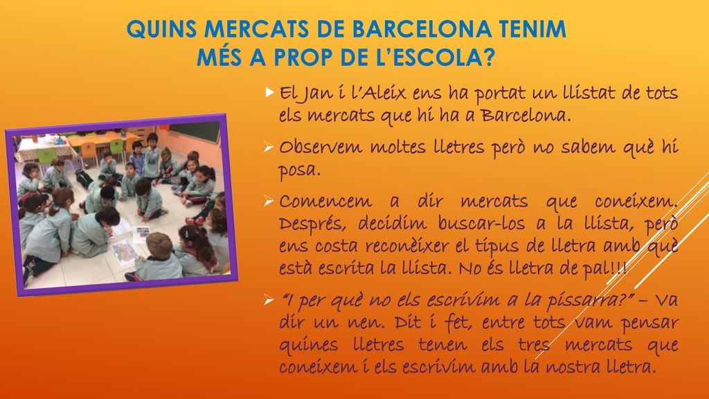 QUINS MERCATS de barcelona tenim més a prop de l’escola