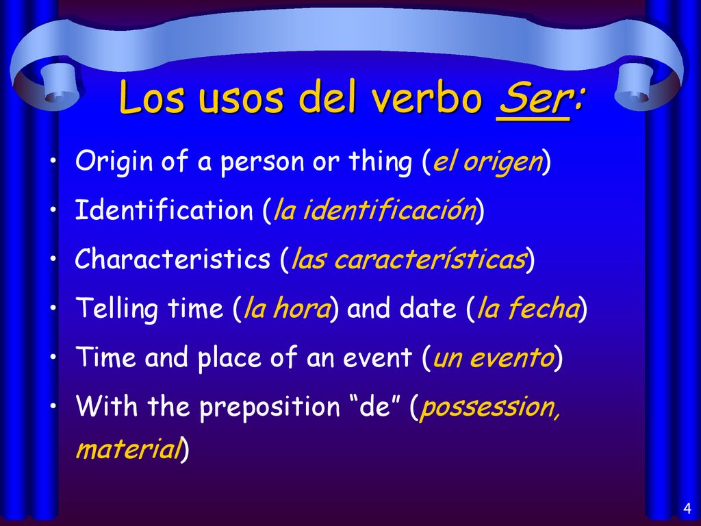 Los usos del verbo Ser: Origin of a person or thing (el origen)