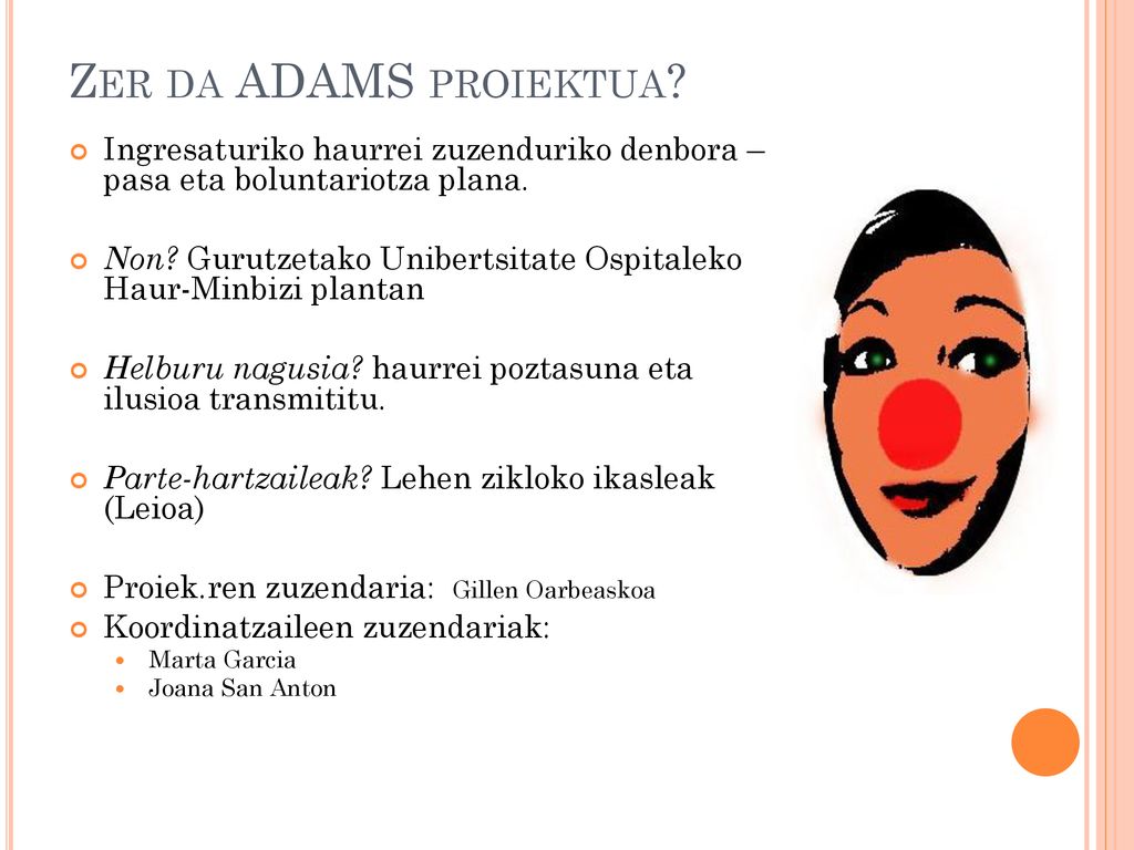 Zer da ADAMS proiektua Ingresaturiko haurrei zuzenduriko denbora – pasa eta boluntariotza plana.