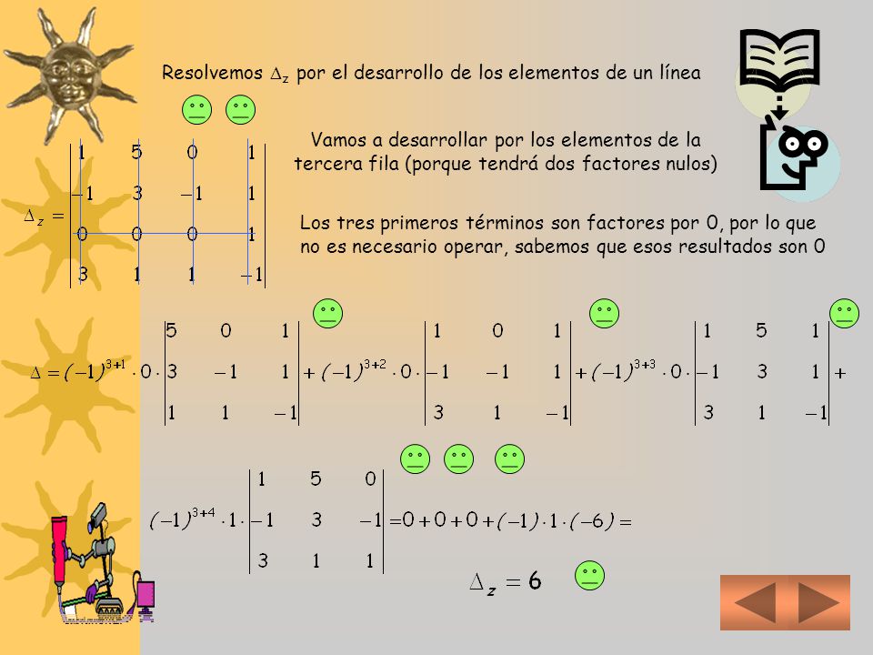 Resolvemos z por el desarrollo de los elementos de un línea