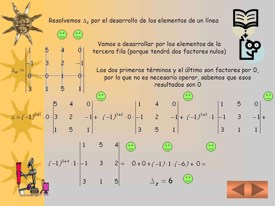 Resolvemos z por el desarrollo de los elementos de un línea