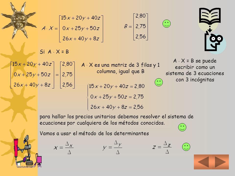 A  X es una matriz de 3 filas y 1 columna, igual que B