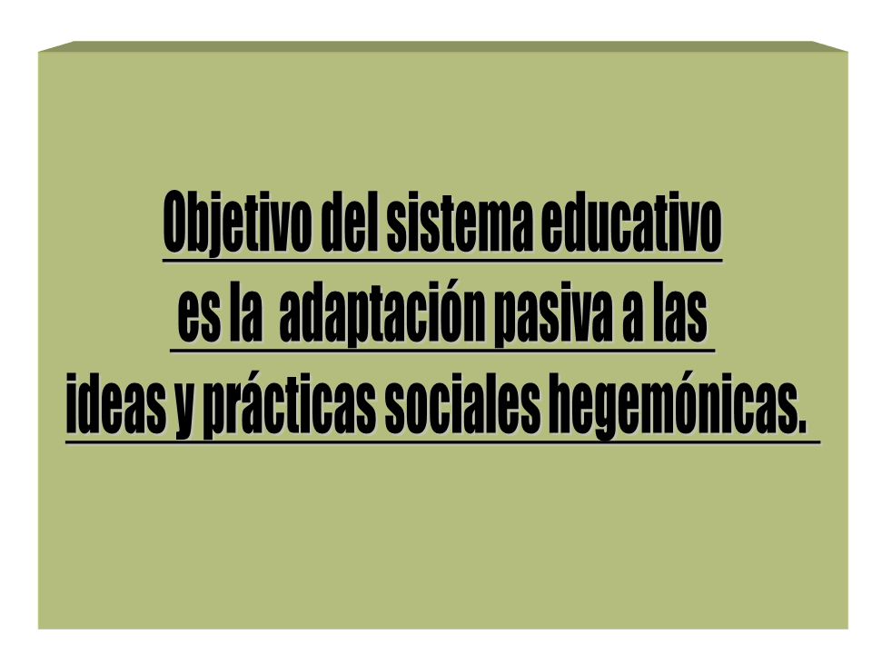 Objetivo del sistema educativo es la adaptación pasiva a las