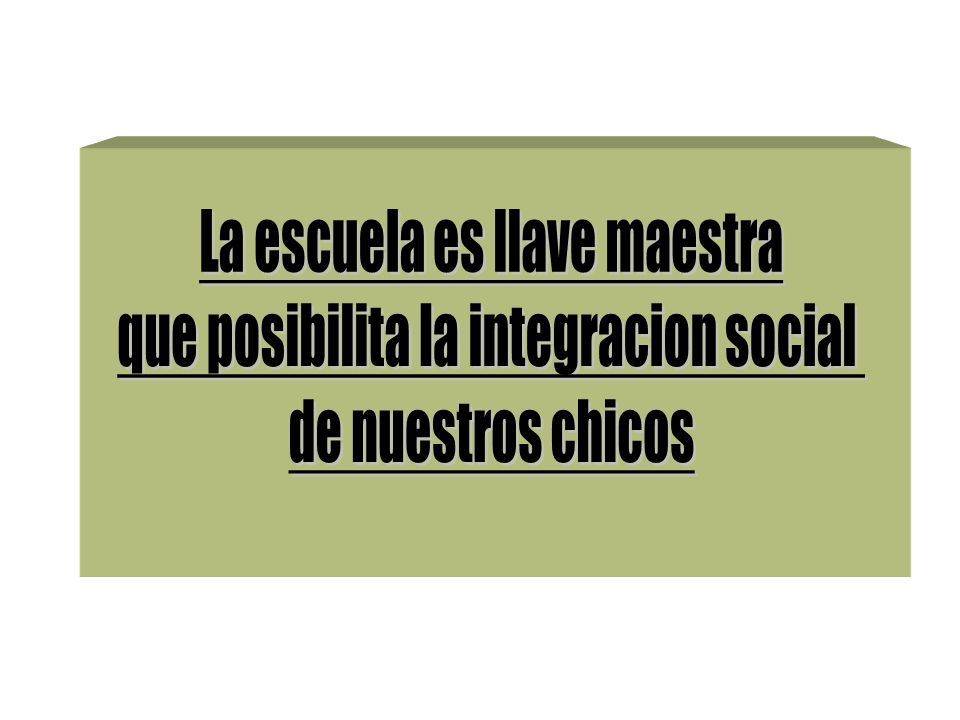 La escuela es llave maestra que posibilita la integracion social