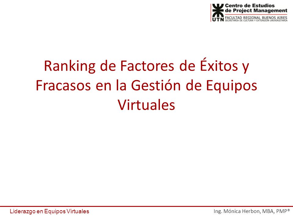 Ranking de Factores de Éxitos y Fracasos en la Gestión de Equipos Virtuales