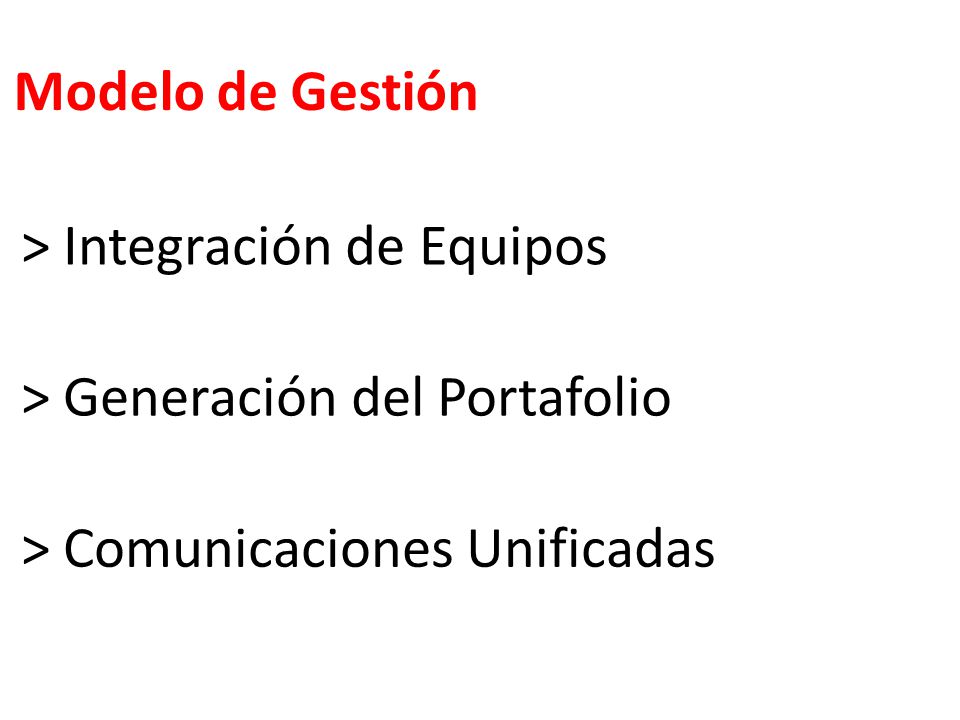 Modelo de Gestión > Integración de Equipos > Generación del Portafolio > Comunicaciones Unificadas
