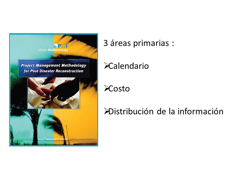3 áreas primarias : Calendario Costo Distribución de la información
