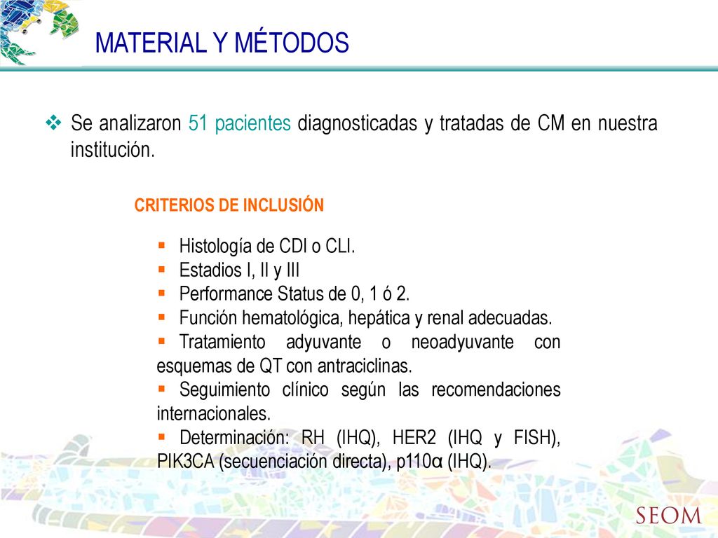 MATERIAL Y MÉTODOS Se analizaron 51 pacientes diagnosticadas y tratadas de CM en nuestra institución.