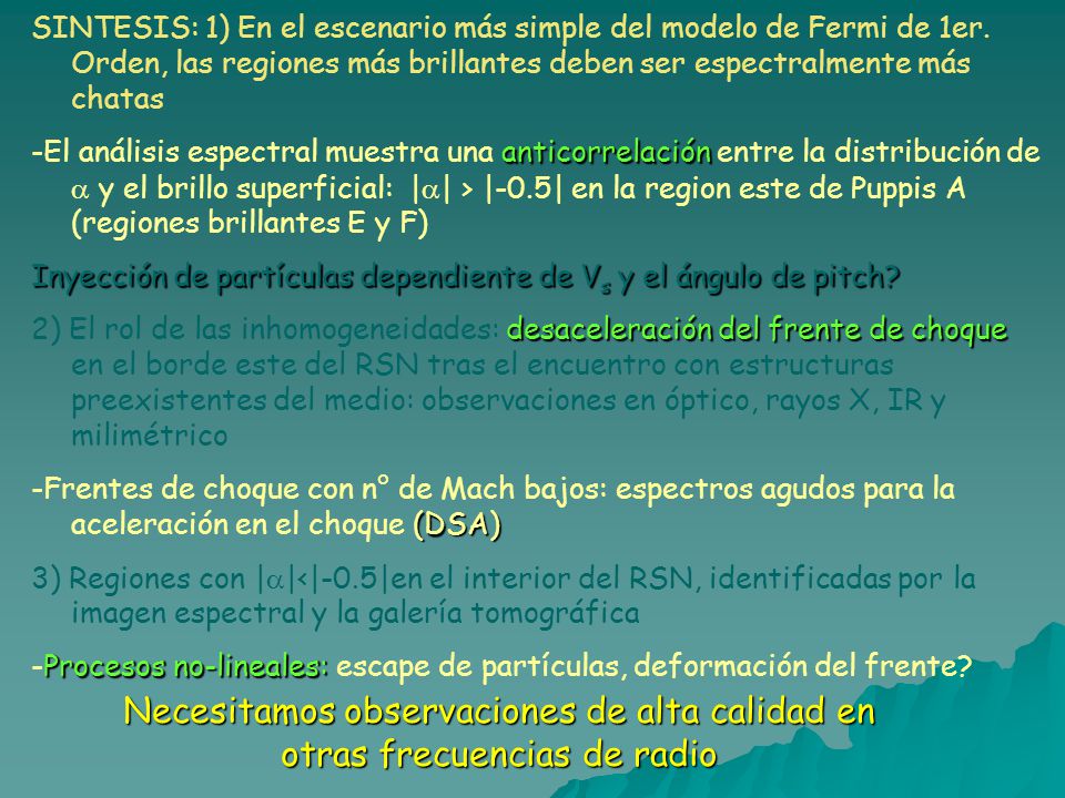SINTESIS: 1) En el escenario más simple del modelo de Fermi de 1er