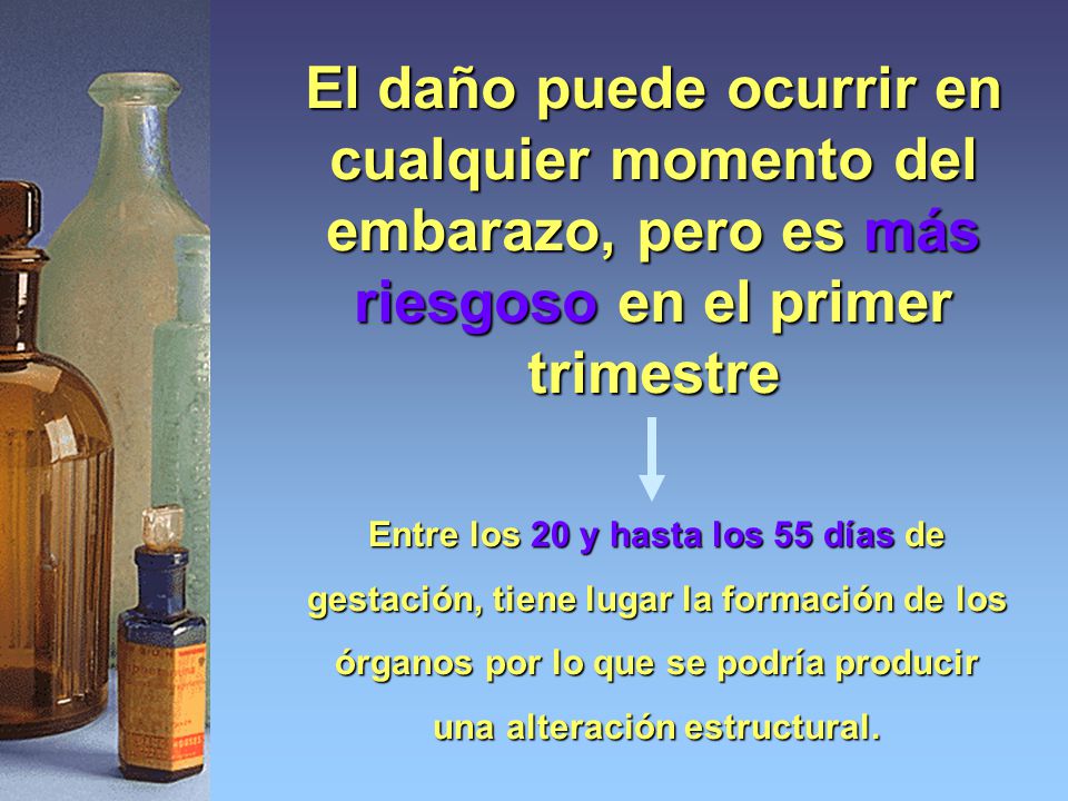 El daño puede ocurrir en cualquier momento del embarazo, pero es más riesgoso en el primer trimestre