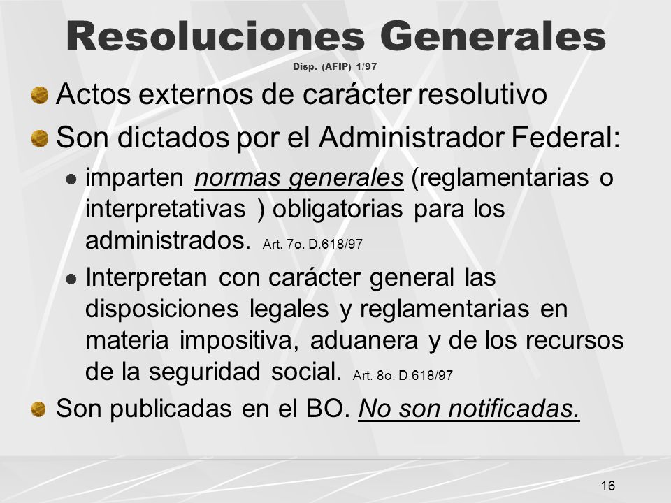 Resoluciones Generales Disp. (AFIP) 1/97