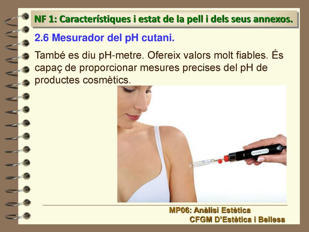 NF 1: Característiques i estat de la pell i dels seus annexos.
