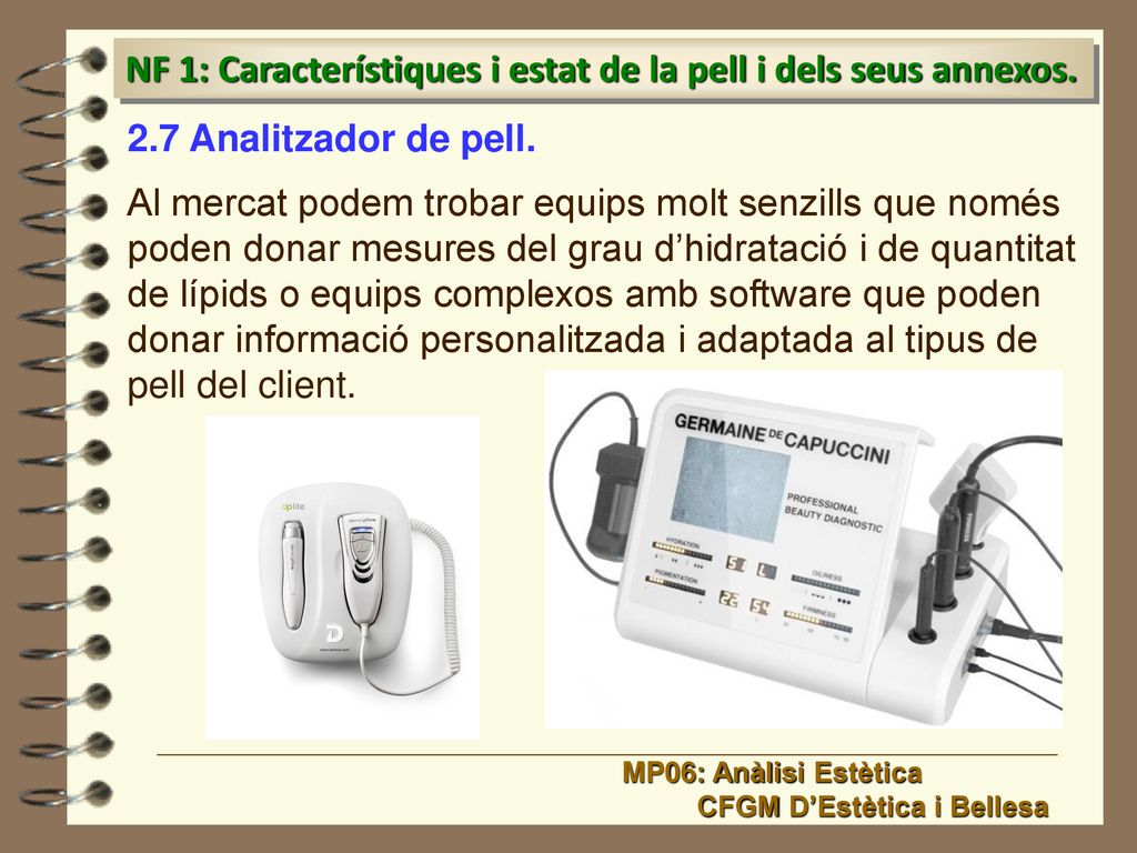 NF 1: Característiques i estat de la pell i dels seus annexos.