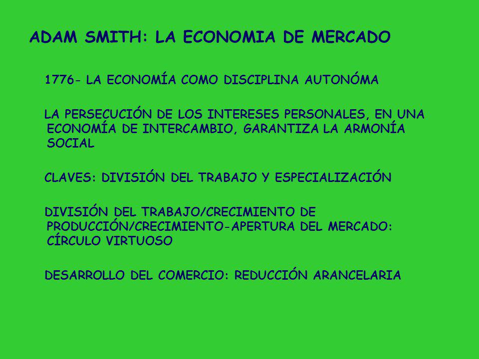 ADAM SMITH: LA ECONOMIA DE MERCADO