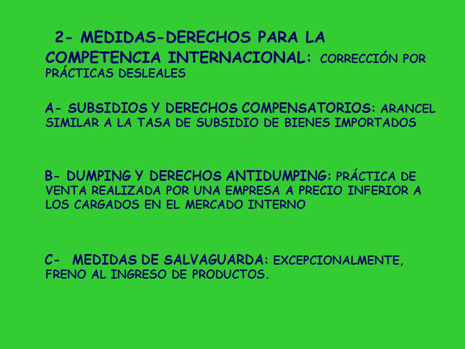 2- MEDIDAS-DERECHOS PARA LA COMPETENCIA INTERNACIONAL: CORRECCIÓN POR PRÁCTICAS DESLEALES
