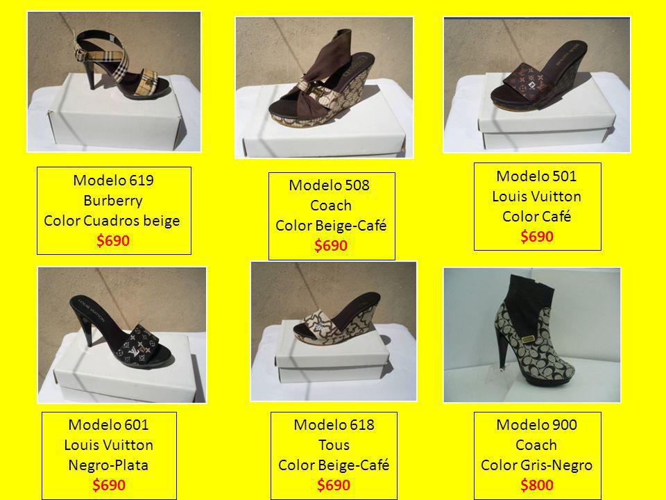 Modelo 619 Burberry. Color Cuadros beige. $690. Modelo 501. Louis Vuitton. Color Café. $690. Modelo 508.
