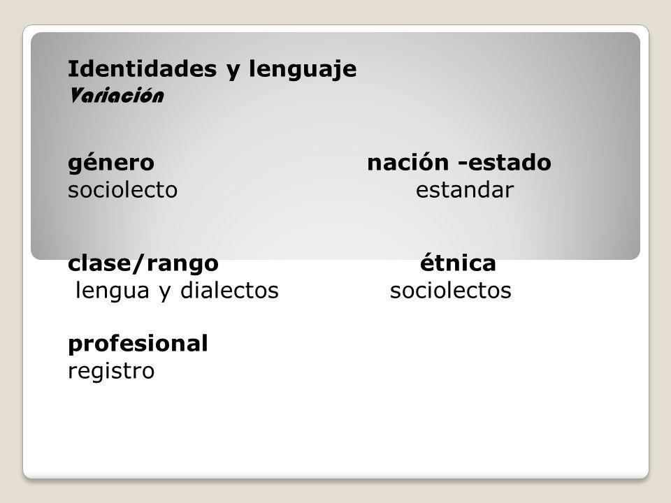 Identidades y lenguaje