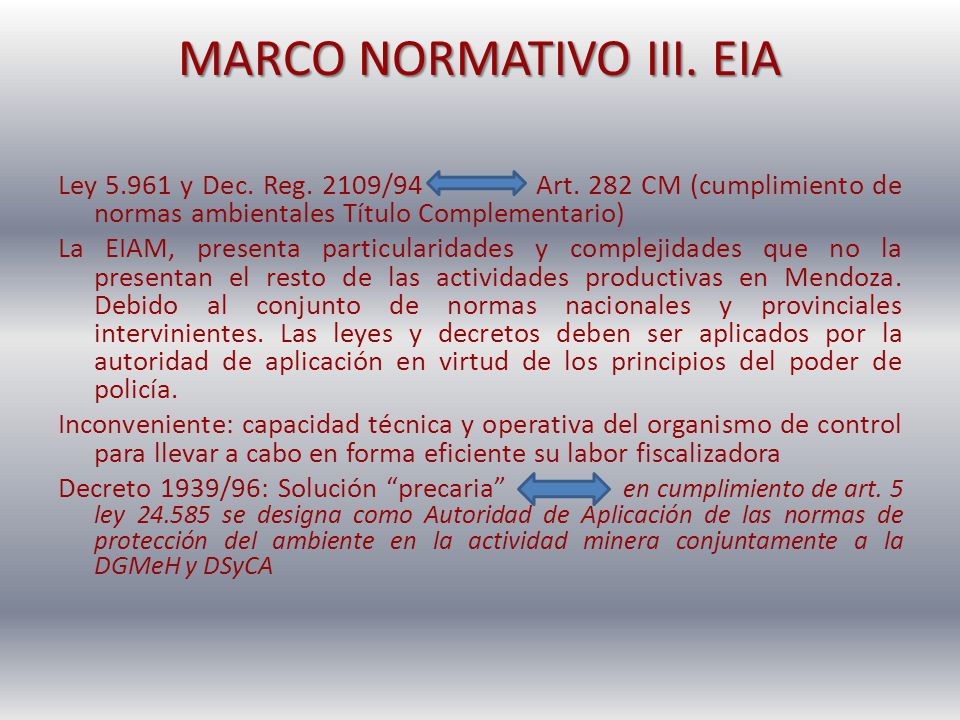 MARCO NORMATIVO III. EIA
