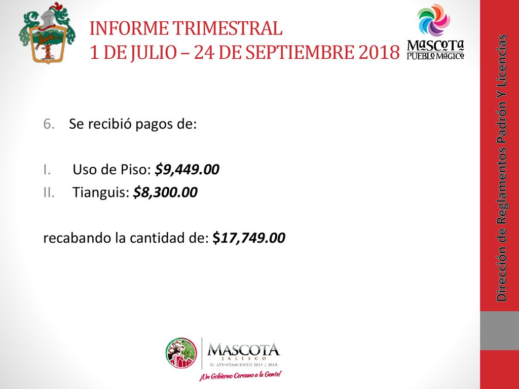 INFORME TRIMESTRAL 1 DE JULIO – 24 DE SEPTIEMBRE 2018