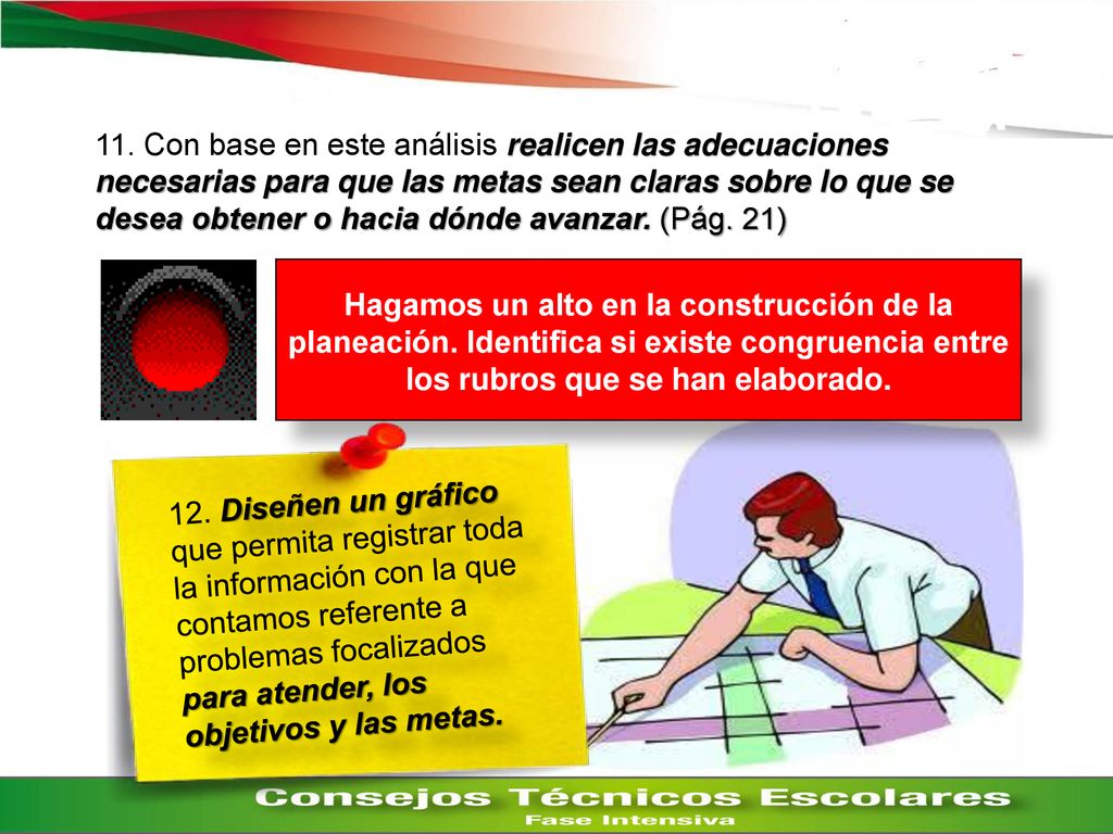 11. Con base en este análisis realicen las adecuaciones necesarias para que las metas sean claras sobre lo que se desea obtener o hacia dónde avanzar. (Pág. 21)