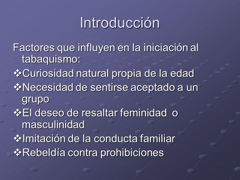 Introducción Factores que influyen en la iniciación al tabaquismo: