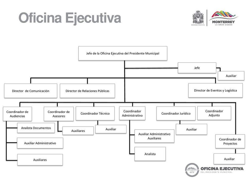 Oficina Ejecutiva Jefe de la Oficina Ejecutiva del Presidente Municipal. Jefe. Auxiliar. Director de Comunicación.