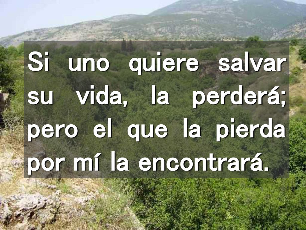 Si uno quiere salvar su vida, la perderá; pero el que la pierda por mí la encontrará.