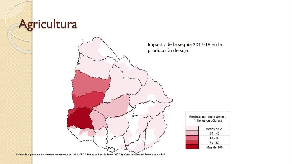 Agricultura Elaborado a partir de información proveniente de: INIA GRAS, Planes de Uso de Suelo (MGAP), Cámara Mercantil Productos del País.