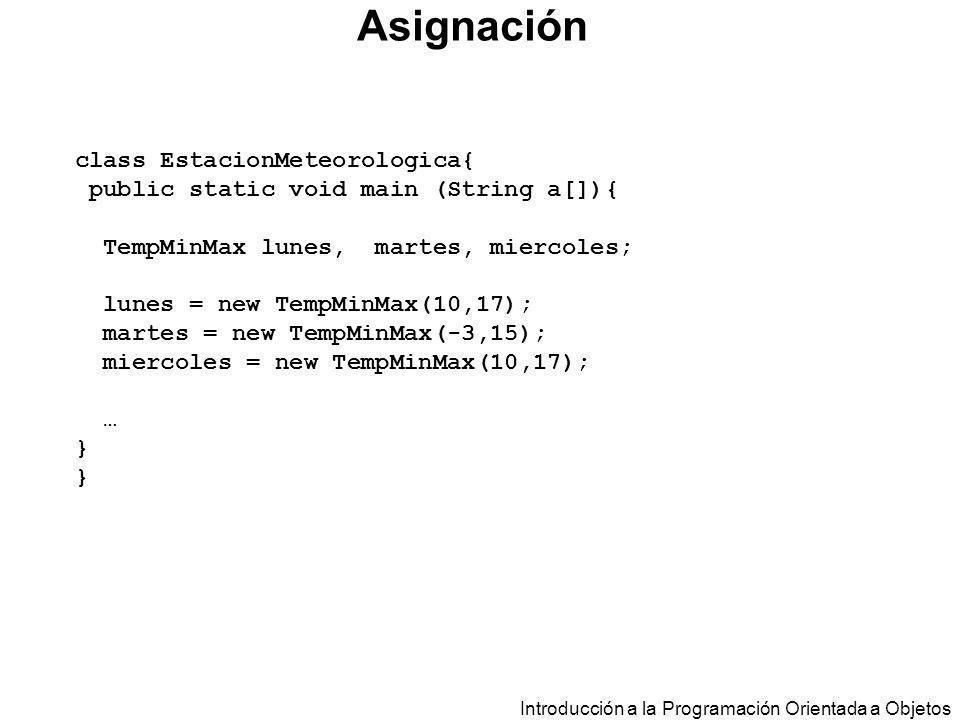 Asignación class EstacionMeteorologica{