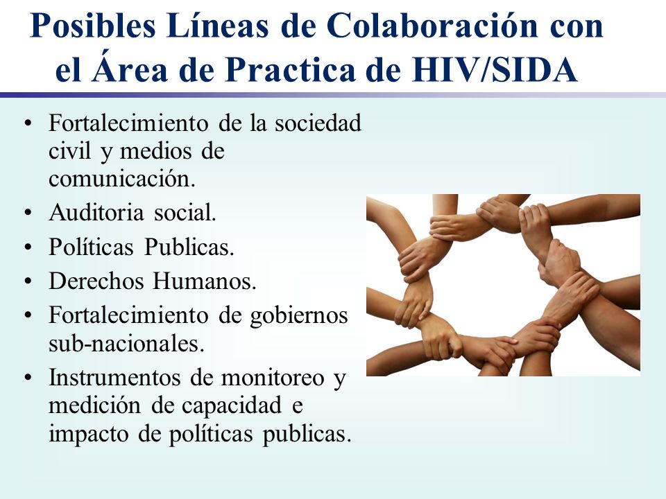 Posibles Líneas de Colaboración con el Área de Practica de HIV/SIDA