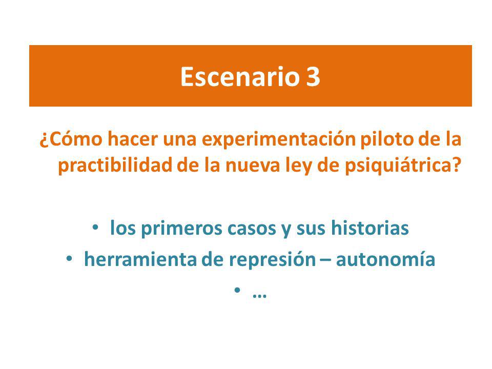Escenario 3 ¿Cómo hacer una experimentación piloto de la practibilidad de la nueva ley de psiquiátrica