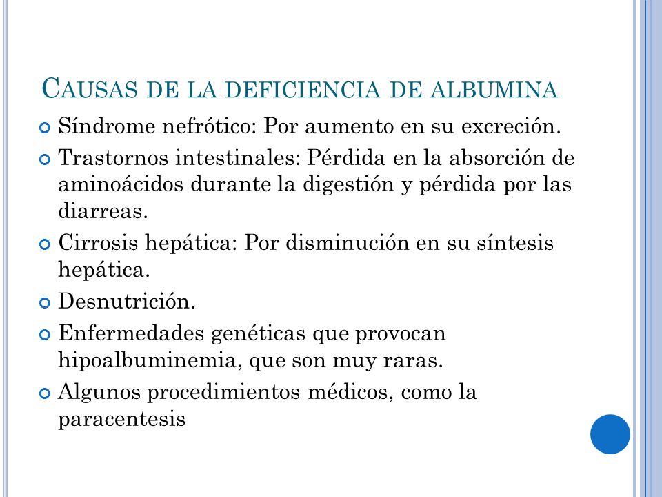 Causas de la deficiencia de albumina