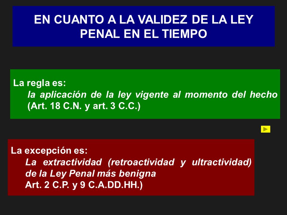 EN CUANTO A LA VALIDEZ DE LA LEY PENAL EN EL TIEMPO