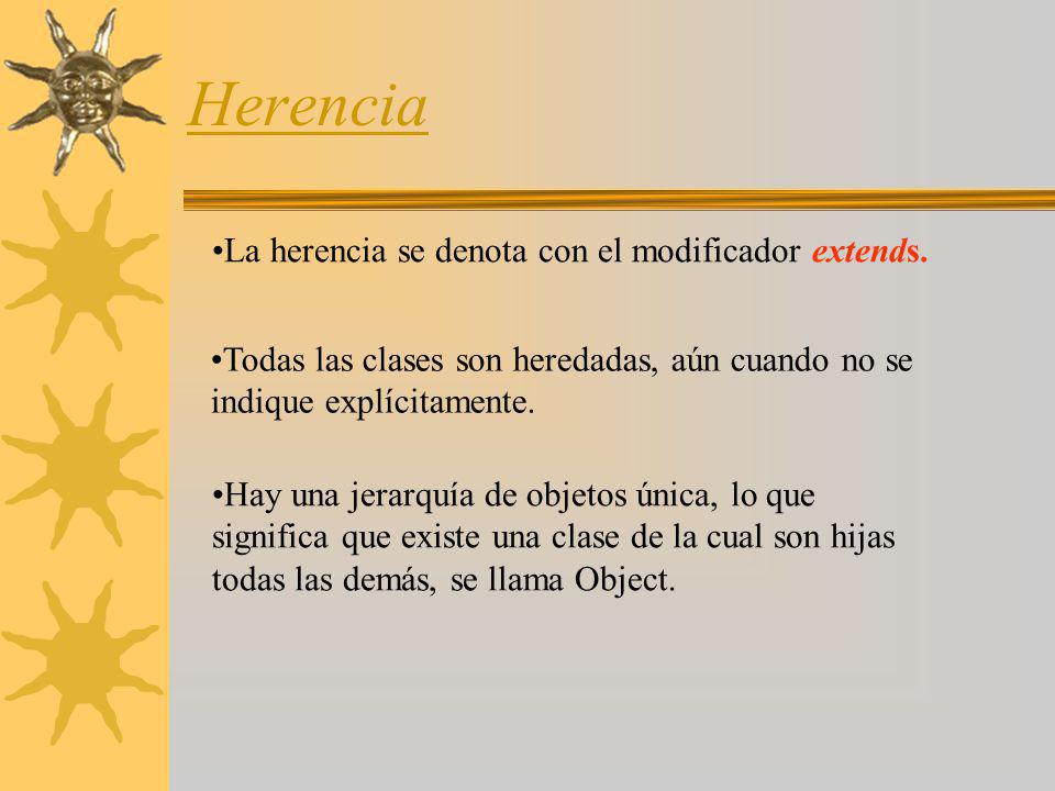 Herencia La herencia se denota con el modificador extends.