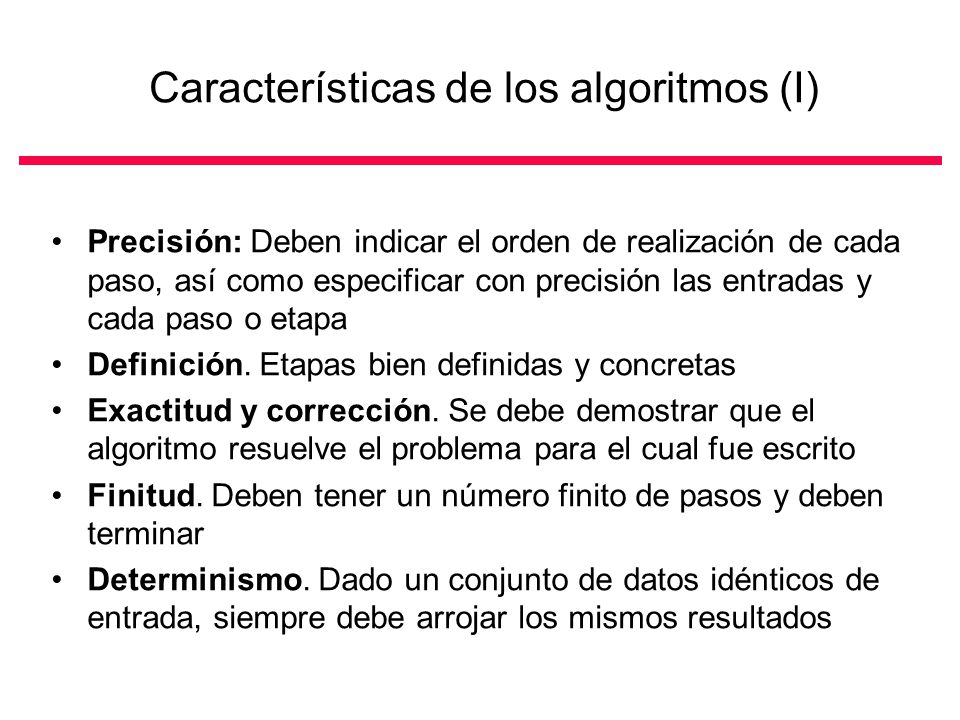 Características de los algoritmos (I)