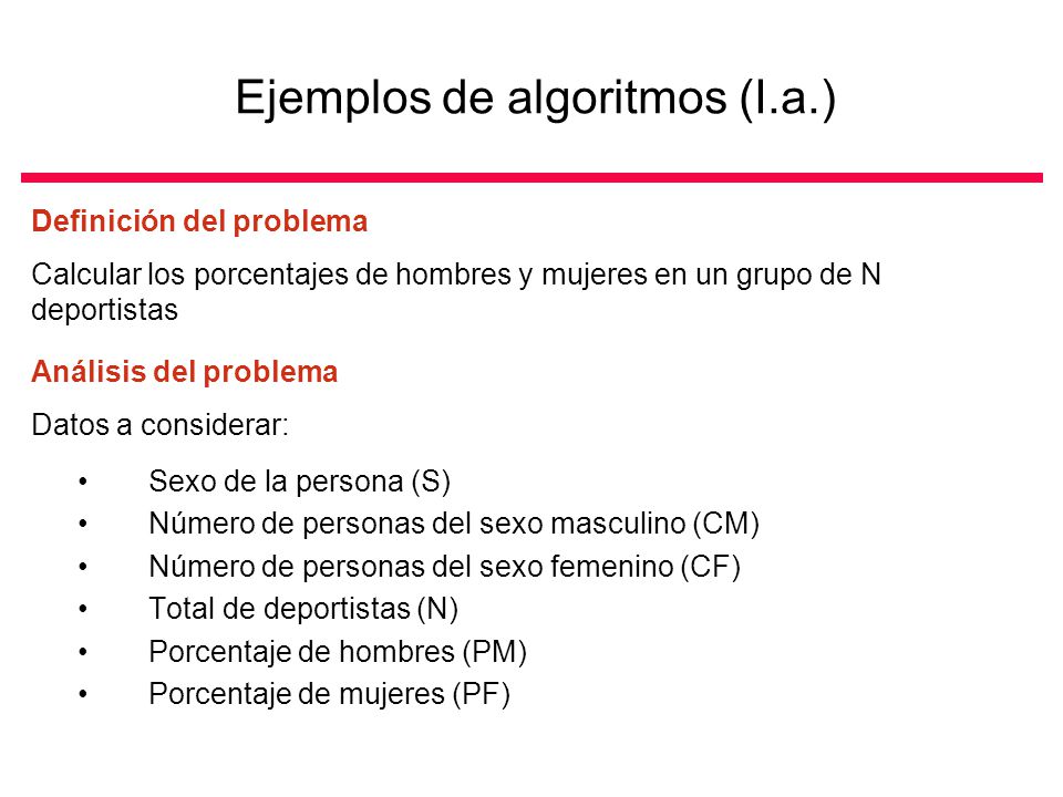 Ejemplos de algoritmos (I.a.)