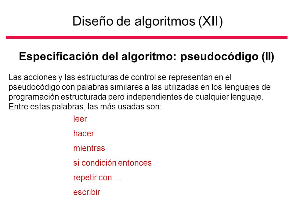 Diseño de algoritmos (XII)