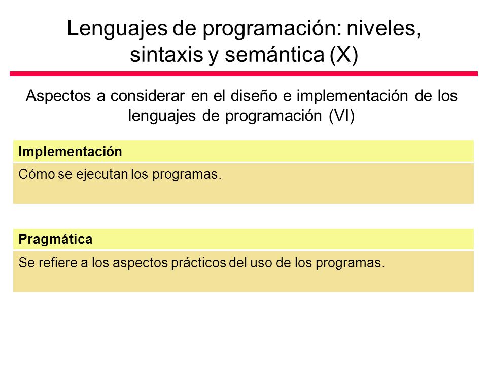 Lenguajes de programación: niveles, sintaxis y semántica (X)