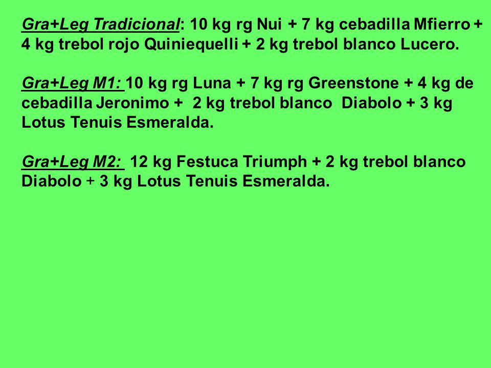 Gra+Leg Tradicional: 10 kg rg Nui + 7 kg cebadilla Mfierro + 4 kg trebol rojo Quiniequelli + 2 kg trebol blanco Lucero.