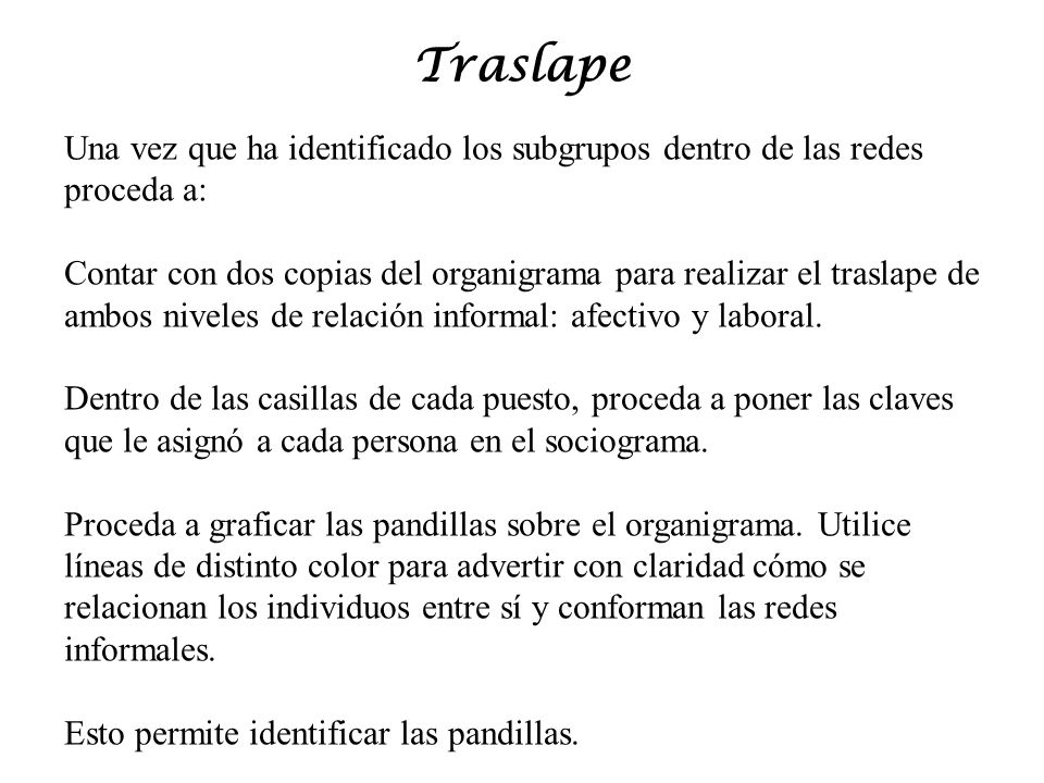 Traslape Una vez que ha identificado los subgrupos dentro de las redes proceda a: