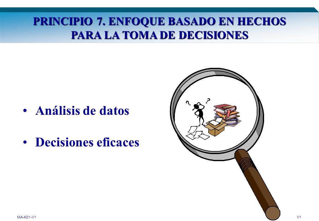 PRINCIPIO 7. ENFOQUE BASADO EN HECHOS PARA LA TOMA DE DECISIONES