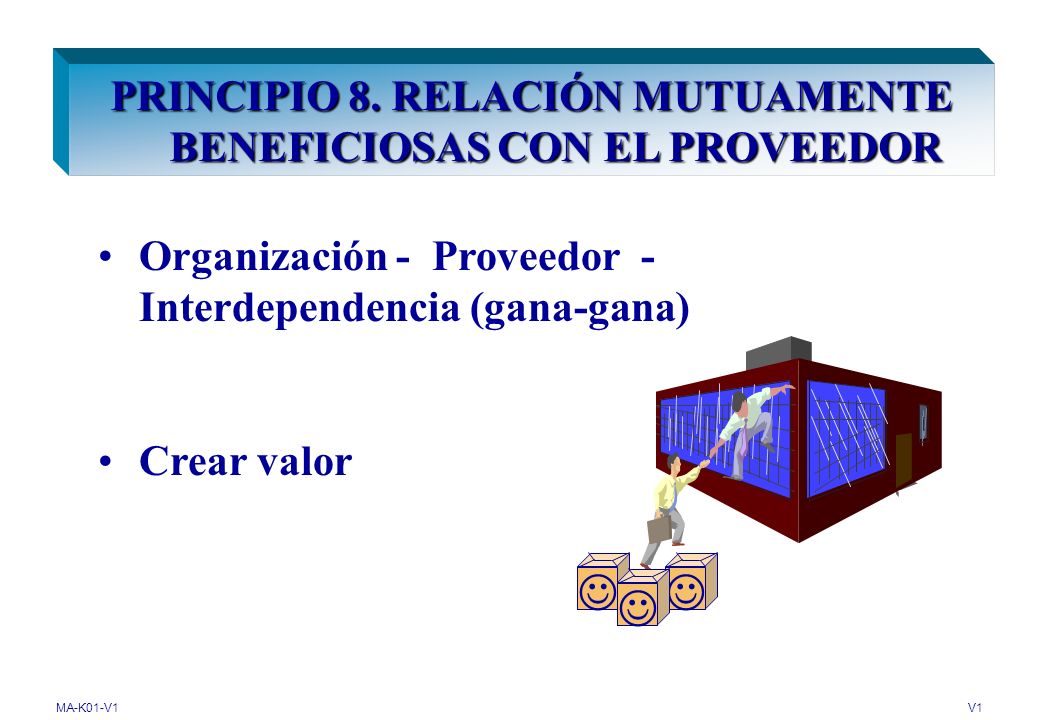 PRINCIPIO 8. RELACIÓN MUTUAMENTE BENEFICIOSAS CON EL PROVEEDOR